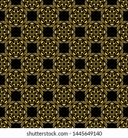 Abstract seamless pattern of black and gold color for wallpapers and background. 
