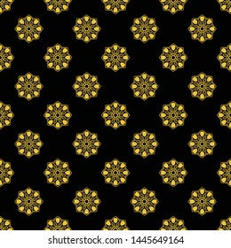 Abstract seamless pattern of black and gold color for wallpapers and background. 
