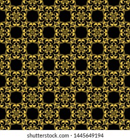 Abstract seamless pattern of black and gold color for wallpapers and background. 
