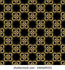 Abstract seamless pattern of black and gold color for wallpapers and background. 
