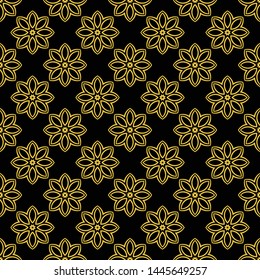Abstract seamless pattern of black and gold color for wallpapers and background. 
