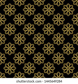 Abstract seamless pattern of black and gold color for wallpapers and background. 
