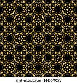 Abstract seamless pattern of black and gold color for wallpapers and background. 
