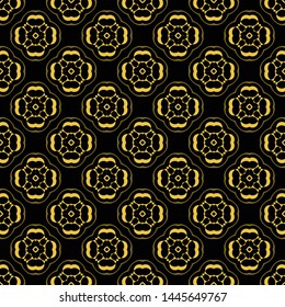 Abstract seamless pattern of black and gold color for wallpapers and background.