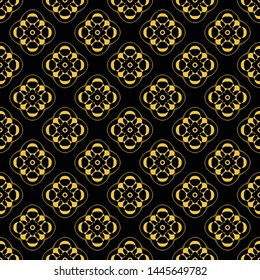 Abstract seamless pattern of black and gold color for wallpapers and background.