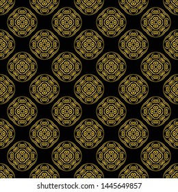 Abstract seamless pattern of black and gold color for wallpapers and background.
