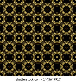 Abstract seamless pattern of black and gold color for wallpapers and background.