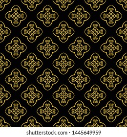Abstract seamless pattern of black and gold color for wallpapers and background.