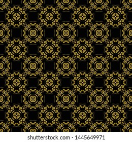 Abstract seamless pattern of black and gold color for wallpapers and background.