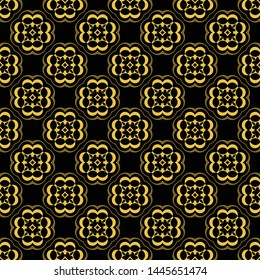 Abstract seamless pattern of black and gold color for wallpapers and background. 
