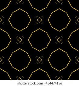 Abstract seamless pattern of black and gold color for wallpapers and background.