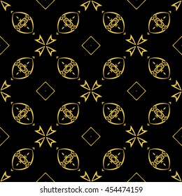 Abstract seamless pattern of black and gold color for wallpapers and background.