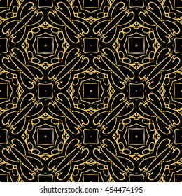 Abstract seamless pattern of black and gold color for wallpapers and background.