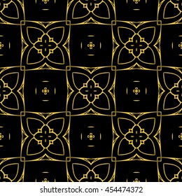 Abstract seamless pattern of black and gold color for wallpapers and background.