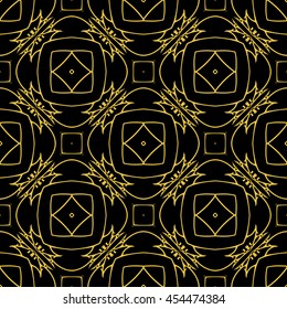 Abstract seamless pattern of black and gold color for wallpapers and background.