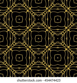 Abstract seamless pattern of black and gold color for wallpapers and background.