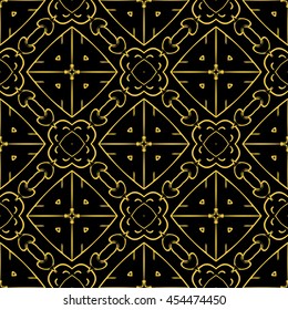 Abstract seamless pattern of black and gold color for wallpapers and background.