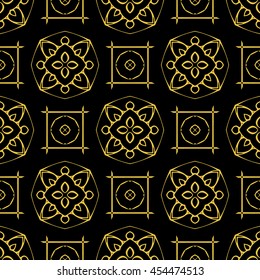 Abstract seamless pattern of black and gold color for wallpapers and background.
