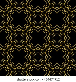 Abstract seamless pattern of black and gold color for wallpapers and background.