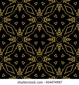 Abstract seamless pattern of black and gold color for wallpapers and background.