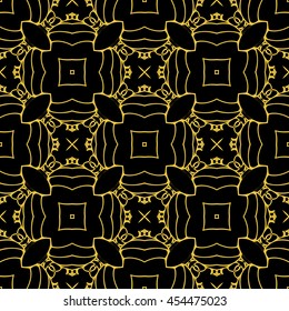 Abstract seamless pattern of black and gold color for wallpapers and background.