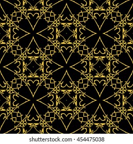 Abstract seamless pattern of black and gold color for wallpapers and background.