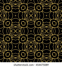 Abstract seamless pattern of black and gold color for wallpapers and background.