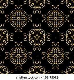 Abstract seamless pattern of black and gold color for wallpapers and background.