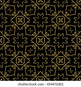 Abstract seamless pattern of black and gold color for wallpapers and background.