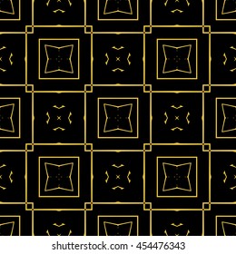 Abstract seamless pattern of black and gold color for wallpapers and background.