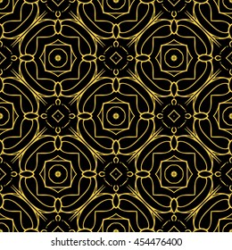 Abstract seamless pattern of black and gold color for wallpapers and background.