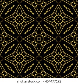 Abstract seamless pattern of black and gold color for wallpapers and background.