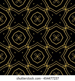 Abstract seamless pattern of black and gold color for wallpapers and background.