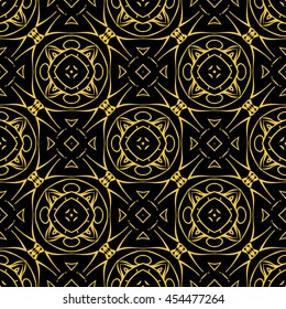 Abstract seamless pattern of black and gold color for wallpapers and background.