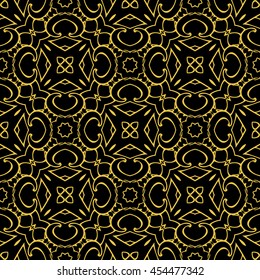 Abstract seamless pattern of black and gold color for wallpapers and background.