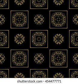 Abstract seamless pattern of black and gold color for wallpapers and background.