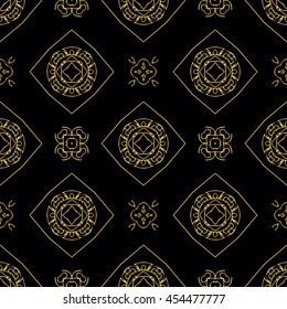 Abstract seamless pattern of black and gold color for wallpapers and background.