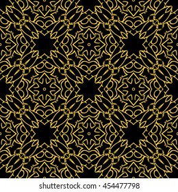 Abstract seamless pattern of black and gold color for wallpapers and background.