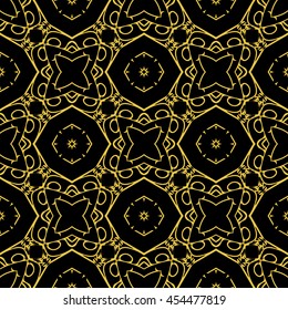 Abstract seamless pattern of black and gold color for wallpapers and background.