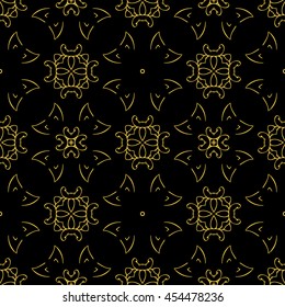 Abstract seamless pattern of black and gold color for wallpapers and background.