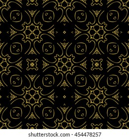 Abstract seamless pattern of black and gold color for wallpapers and background.