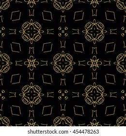Abstract seamless pattern of black and gold color for wallpapers and background.