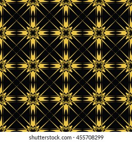 Abstract seamless pattern of black and gold color for wallpapers and background. Seamless line geometric background . Straight Lines Background