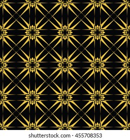 Abstract seamless pattern of black and gold color for wallpapers and background. Seamless line geometric background . Straight Lines Background
