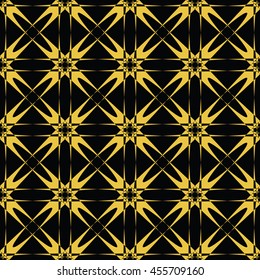 Abstract seamless pattern of black and gold color for wallpapers and background. Seamless line geometric background .Straight Lines Background