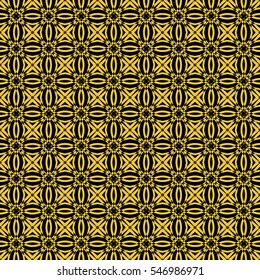 Abstract seamless pattern of black and gold color for wallpapers and background.
