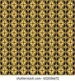 Abstract seamless pattern of black and gold color for wallpapers and background.