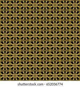Abstract seamless pattern of black and gold color for wallpapers and background.
