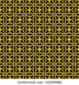 Abstract seamless pattern of black and gold color for wallpapers and background.