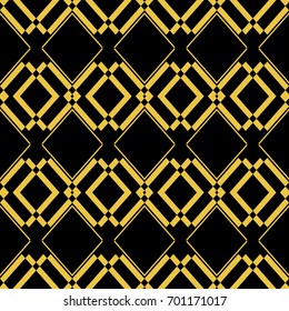 Abstract seamless pattern of black and gold color for wallpapers and background. 